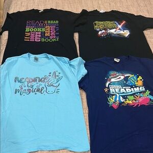 Library Reading Themed T-Shirts - Black, Light Blue, Navy